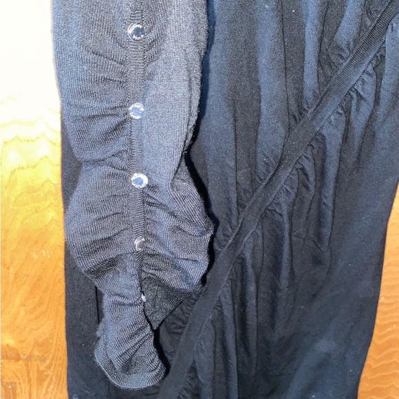 Karen Mullen black bodycon ruched long sleeve midi dress 3 - Picture 2 of 7